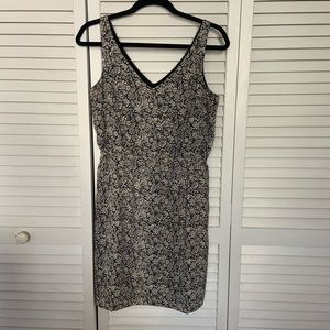 Loft Black Patterned V neck Dress